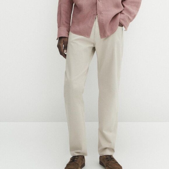 Massimo Dutti Men Denim Pants EU 46 US 36 Beige Slim Fit Trousers 0042/064 NWT - Picture 1 of 14